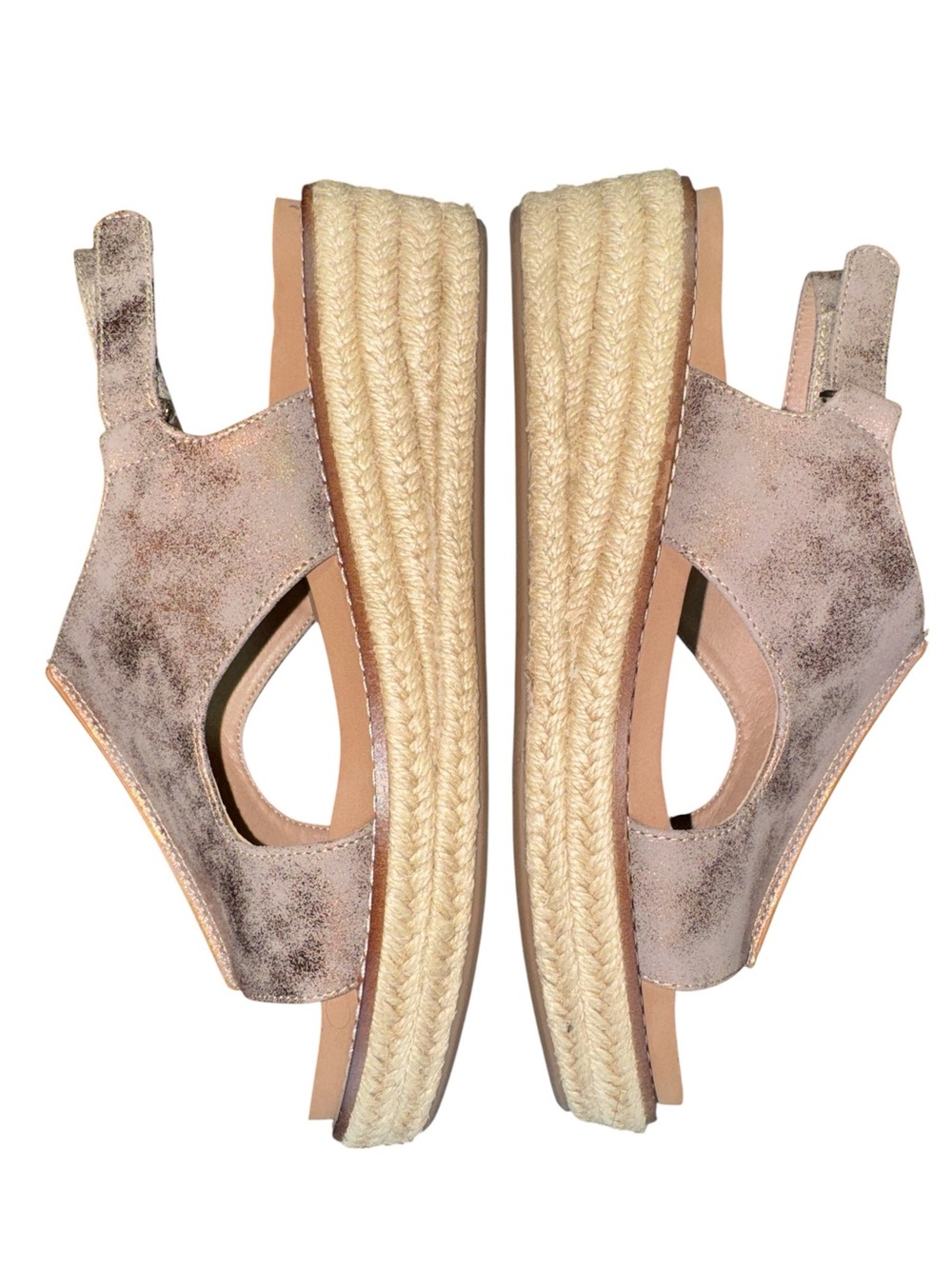 Corkys Ready or Not Metallic Gold Espadrille Wedge Sandals Size 8 Slingback - Picture 7 of 12